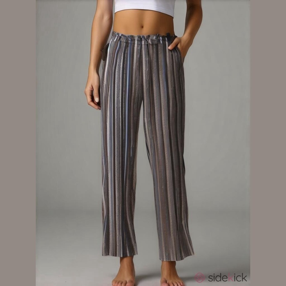 BCBGMaxAzria Striped Capris in Gray and Brown
